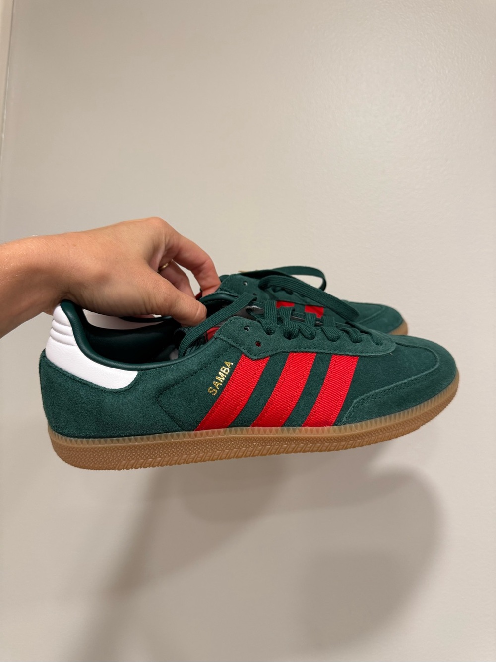 adidas Samba Suede Men's Sneakers - Green with Red Stripes